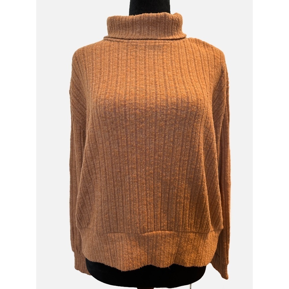 MUDO rusty orange light weight  sweater with a small turtle neck in size Small.